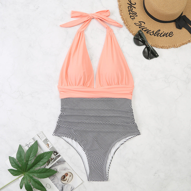 Wholesale One-Piece Backless Floral Print Sleeveless Swimwear With Chest Pad